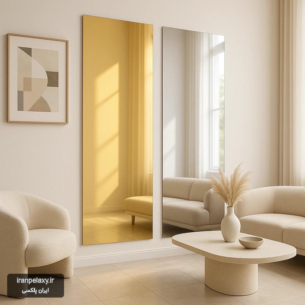 a516a186-bb52-49f8-8b31-126671ccd012 خرید آینه نشکن چسبی متری طلایی و نقرهای | کیفیت لوکس با قیمت ویژه
